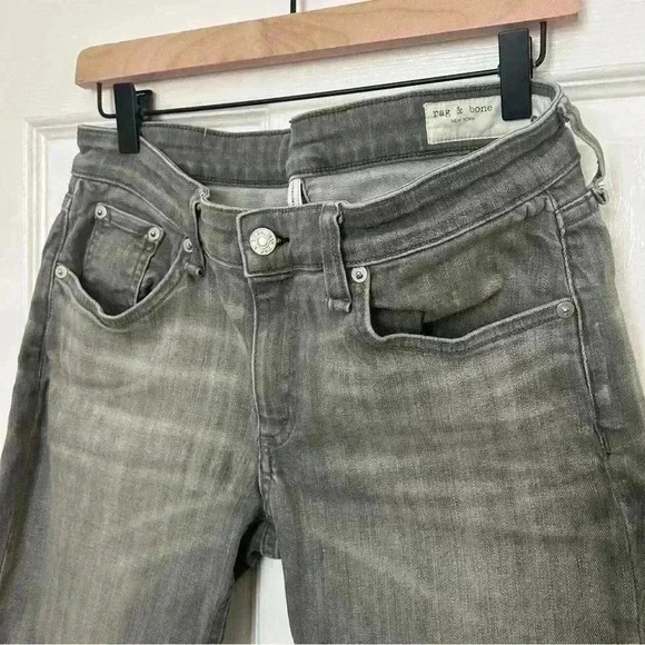 rag & bone Denim - Rag and Bone • Straight Leg Mid Rise Faded Gray Denim Jean Boho Casual Sz 26